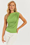 Women's Green Gathered Blouse YZ625 - 4