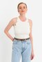 Women's White Button Detail Sleeveless Camisole Blouse Tf55 - 4