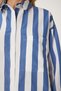 Women's Bone Indigo Blue Striped Woven Shirt Ay00039 - 5