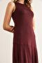 Women's Burgundy Deep Slit Draped Sandy Dress Elb- 19002356 - 6