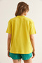 Women's Yellow Embroidered Boyfriend Cotton T-Shirt Tsh- 19000854 - 2