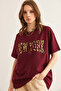 Women's Burgundy Leopard Newyork Printed 2 Thread Comfortable Fit T-Shirt Tsh- 19000849 - 4
