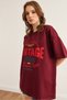 Women's Burgundy Vintage Printed 2 Thread Comfortable Fit T-Shirt Tsh- 19000851 - 3