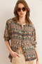 Women's Stone Kilim Washed Soft-Textured Patterned Viscose Shirt GML-19001305 - 4