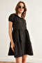 Women's Black Pieced Shirt Dress Elb-19002358 - 4