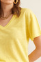 Women's Yellow Flared V-Neck Crop T-Shirt Tsh- 19000861 - 7