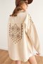 Women's Stone Shoulder and Back Embroidery Detail Cotton Gabardine Jacket CKT-19000430 - 5