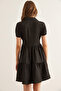 Women's Black Pieced Shirt Dress Elb-19002358 - 7