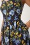 Women Black Blue Floral Pattern Zipper Midi Poplin Dress Ub00352 - 6