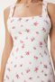 Women Pink White Backless Floral Crinkle Knitted Dress Ub00327 - 5