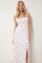 Women Pink White Backless Floral Crinkle Knitted Dress Ub00327 - 4