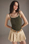 Khaki Double Layer Lace Detailed Corded Fitted/Body-Sitting Knitted Undershirt Twoss25Al00035