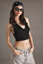 Black Super Crop Back Detailed Knitwear Thin Blouse Twoss22Bz0760