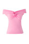 Pembe Gül Detaylı Fitted/Vucuda Oturan Esnek Örme Bluz TWOSS25BZ00041 - 5