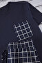 Navy Blue Regular Fit Plaid Knitted Shorts Pajama Set Tmnss25Pt00034 - 6