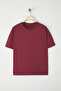 Bordo Regular Fit Crop Büyük Beden T-shirt TBBSS25BF00061 - 5