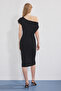 Siyah Midi Büzgü/Drape Detaylı Örme Elbise TWOSS25EL00780 - 4