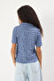 Indigo Dokulu Fitted/Vücuda Oturan Kısa Kollu Esnek Örme Bluz TWOSS24BZ00429 - 4