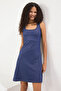 Indigo Denim Look Mini a Line/Bell Cut Knitted Dress Twoss25El00681 - 2