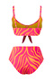 Soyut Desenli Bağlamalı Bralette Kaplı Regular Yüksek Bel Bikini Takımı TBESS25BT00186 - 6