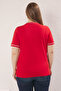 Kırmızı Bisiklet Yaka Biye Detaylı Basic Büyük Beden T-shirt TBBSS25BF00050 - 4