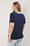 Lacivert Regular Fit Havuz Yaka Büyük Beden T-shirt TBBSS25BF00063 - 4