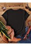Heart Design Printed Black Women's T-Shirt - 2