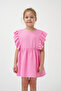 Ruffled Girls' Summer Waffle Dress Dark Pink - 4