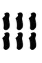 6 Pairs of Soft Textured Women's Black Bamboo Invisible Sneaker Sneaker Socks - 7