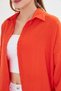 Women's Orange Oversize Textured Linen Look Wide Cuff Shirt ARM-24K001001 - 2