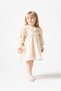 Sarah Girl's Flared Linen Dress with Lace Collar and Balloon Sleeves (beige)