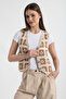 Hatunatila Patterned Süzine Knitted Knitwear Vest Mink - 6