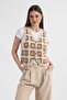 Hatunatila Patterned Süzine Knitted Knitwear Vest Mink