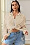 Women's Beige Single Pocket Oversize Shirt - 2