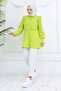 Ruffle Detailed Self Patterned Shirt Pistachio Green 2235 - 3