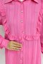 Ruffle Detailed Self Patterned Shirt Fuchsia 2235 - 2