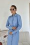 Blue Length Button Leather Dress - 4