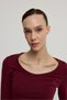 Women's Burgundy U-Neck Long Sleeve T-Shirt - 3