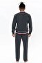 18922 Men's Anthracite Melange Long Sleeve Stand Collar Pajama Set - 3