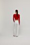 Women's Red V-Neck Long Sleeve Cropped Blouse - 7