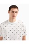 Men's Eagle Embroidered Regular Fit Round Neck Short Sleeve White T-Shirt Em 001400   Af10017-F0085 - 3