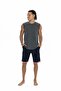18872 Men's Anthracite Melange Sleeveless Crew Neck Shorts Set