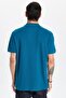 Men's Slim Fit Slim Fit 100% Cotton Blue Polo Neck T-Shirt - 5