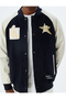 College Jacket Printed Bomber Collar Slim Fit with Pockets Snap Button Detail - 5