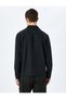 Zippered Flap Pocket Viscose Blended Long Sleeve Striped Polo Collar Shirt Jacket - 4
