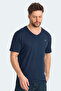 Krakker Men's V-Neck Navy Blue T-Shirt - 4