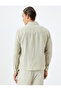 Linen Jacket with Stand Collar, Flap Pocket Detail, and Button Closure - 4