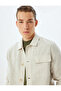 Linen Blended Shirt Jacket with Buttoned Flap Pocket Detail