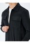 Zippered Flap Pocket Viscose Blended Long Sleeve Striped Polo Collar Shirt Jacket - 5