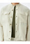 Linen Jacket with Stand Collar, Flap Pocket Detail, and Button Closure - 5